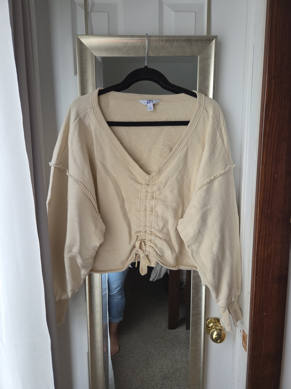 JoyLab Cream V-Neck Cinch-Front Pullover